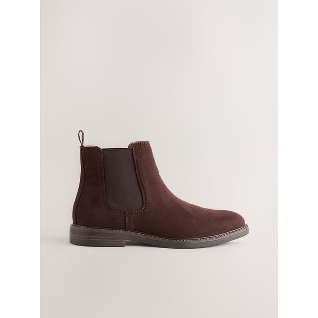 Bottine chelsea en daim synthétique marron <span itemprop=