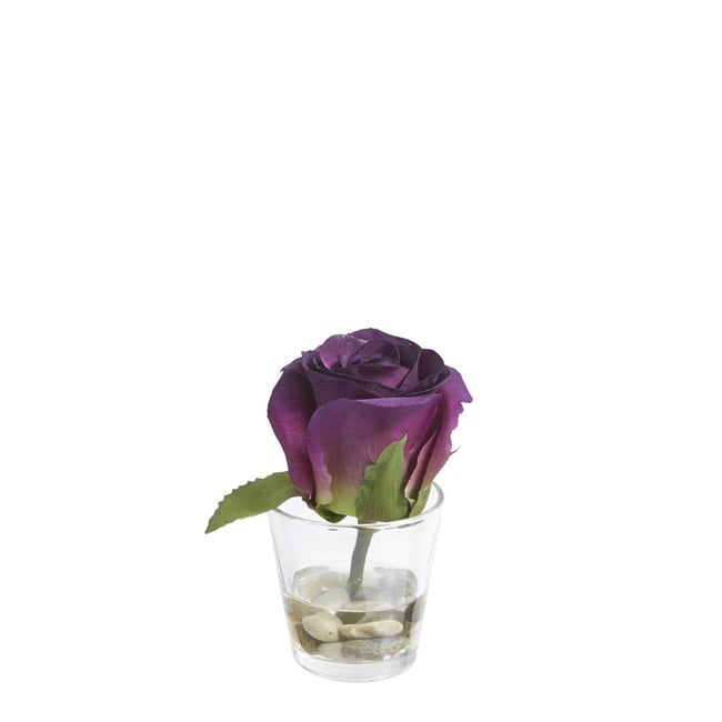 Rose en illusion d'eau artificielle H12 Couleur violet <span itemprop=