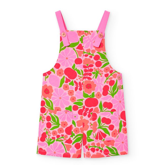 Salopette en coton avec imprimé fleurs rose <span itemprop=