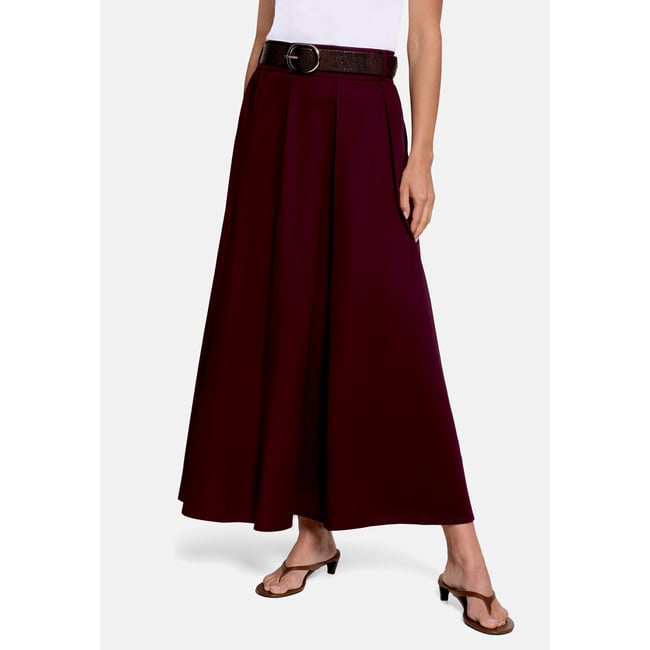Jupe en coton à ceinture dark aubergine <span itemprop=