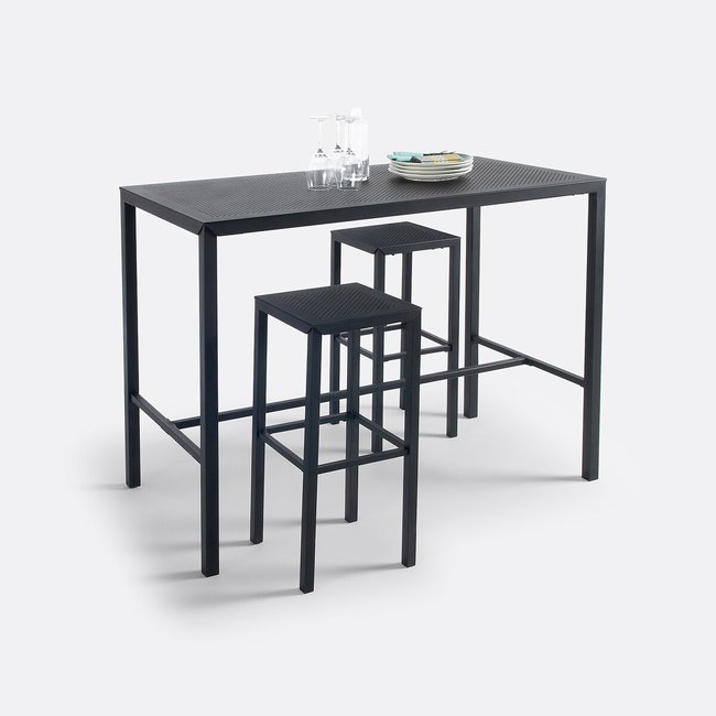 Stehtisch Choe, Stahl mit Lochmuster mattschwarz <span itemprop=