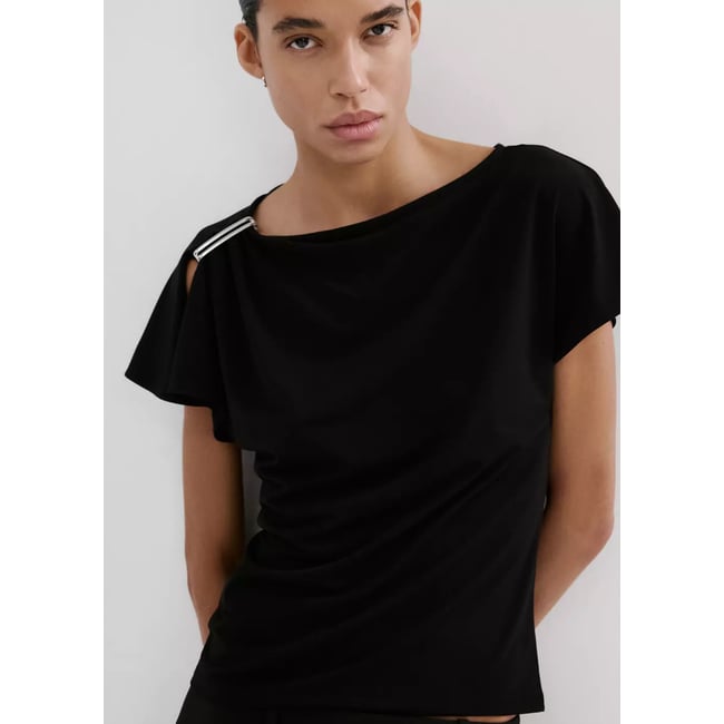 T-shirt détail métallique noir <span itemprop=
