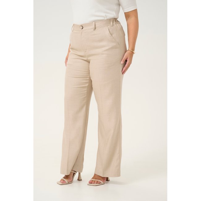 Pants Suiting coupe regular beige feather gray melange <span itemprop=
