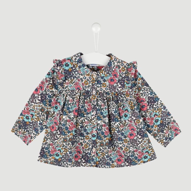 Blouse imprimée à manches longues ecru <span itemprop=