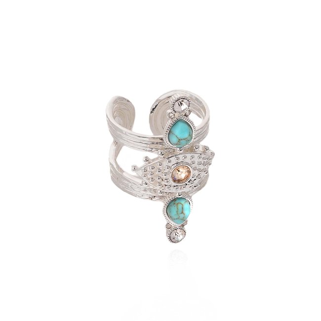 Bague double anneau avec cabochon central TAOR - HIPANEMA