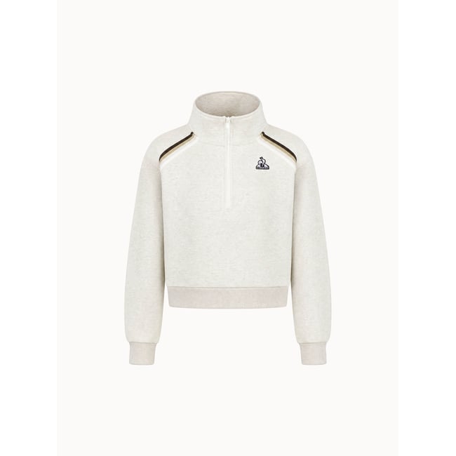 Sweat demi-zippé oversize en double face avec bandes rayées Heritage beige <span itemprop=