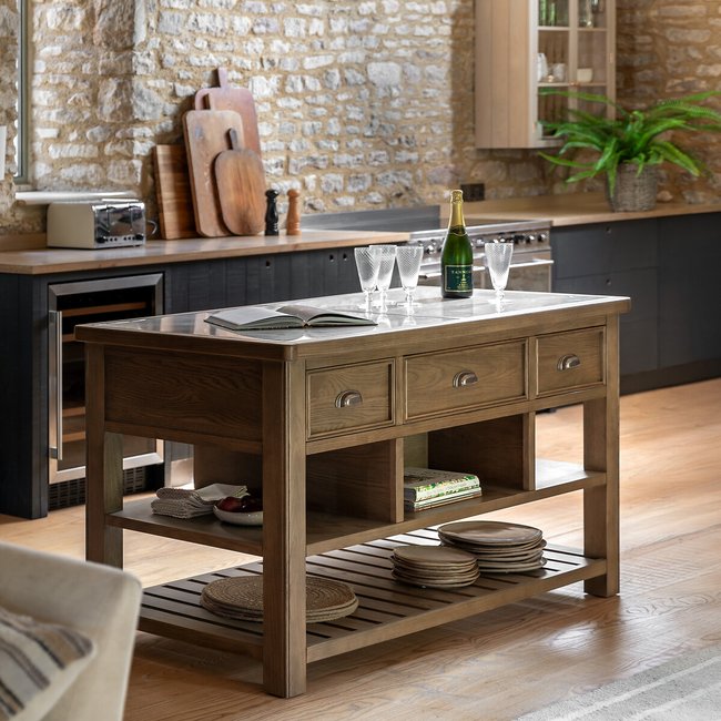 Toledo Oak Kitchen Island, natural oak, SO'HOME