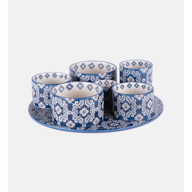 Service À Apéritif - 6 Pièces - Almada Couleur bleu et blanc <span itemprop=