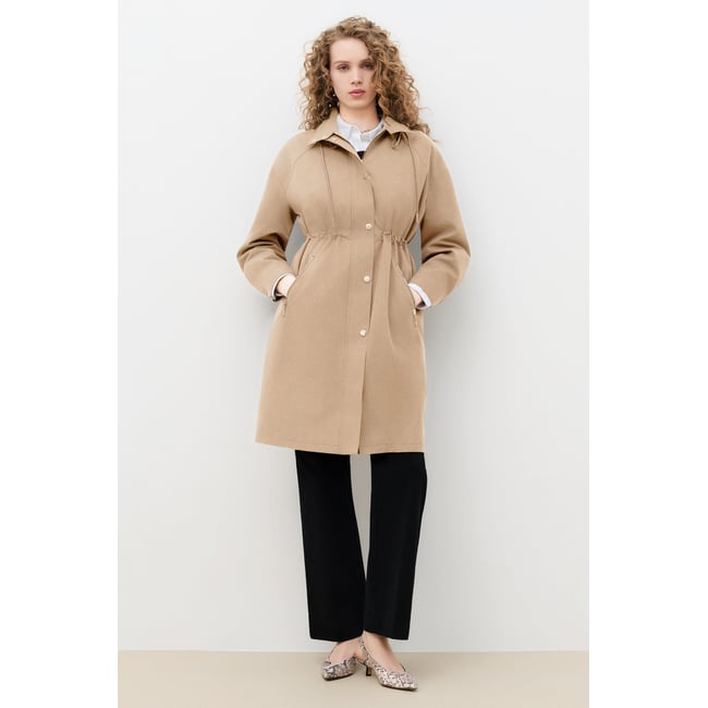 Manteau droit capuche GMIALONG marron <span itemprop=