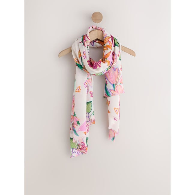 Écharpe légère croquis floral rose vif <span itemprop=