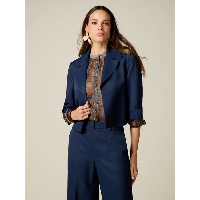 Blazer court bleu <span itemprop=