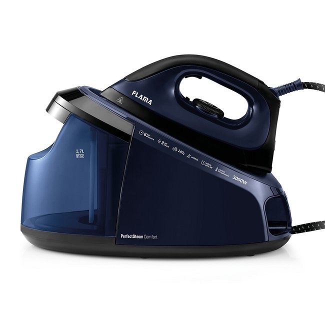 Ferro com caldeira, base cerâmica, 3000 W, 5540FL, da Flama azul/branco <span itemprop=
