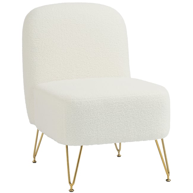 Accent Chair Tissu bouclette (100% polyester) Couleur blanc <span itemprop=