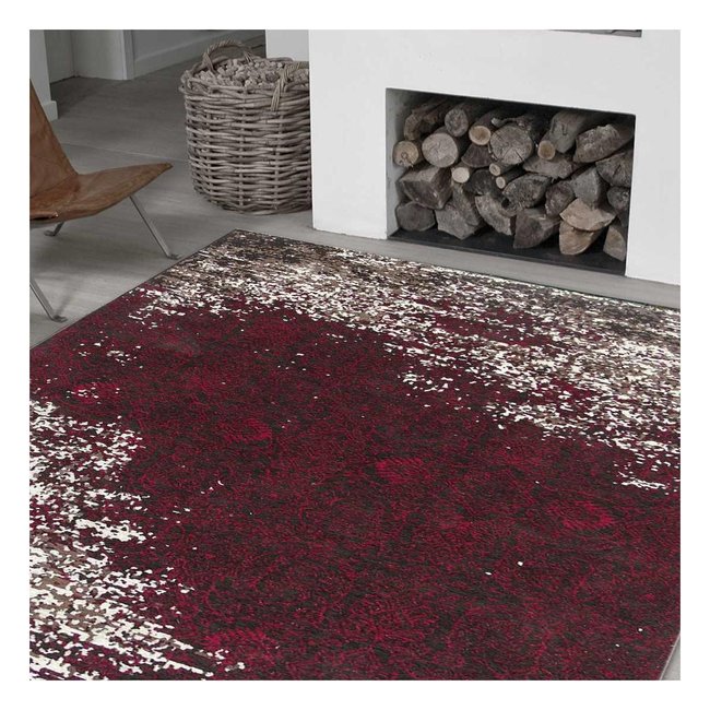 Tapis kilim fait main motif géométrique AURATA Couleur rose <span itemprop=