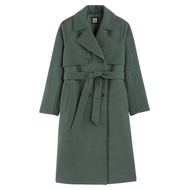 Long Buttoned Winter Coat, grey-green, LA REDOUTE COLLECTIONS