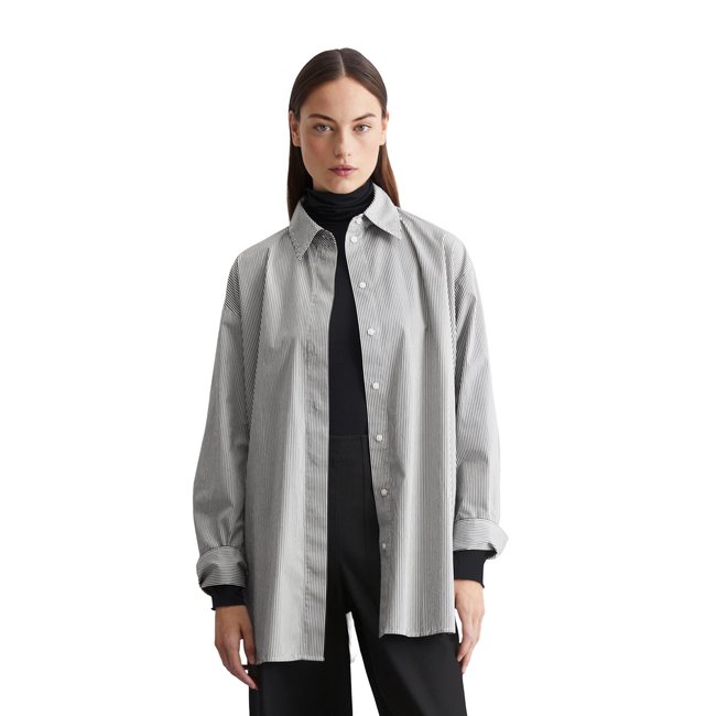 Blouse à rayures oversize en coton organique multicolor <span itemprop=
