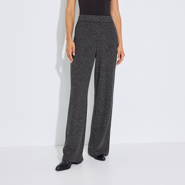 Pantalon large en maille noir <span itemprop=