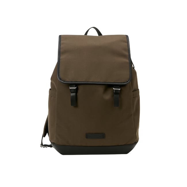 Sac à dos en toile, modèle Maiko avec des détails en cuir véritable marron <span itemprop=