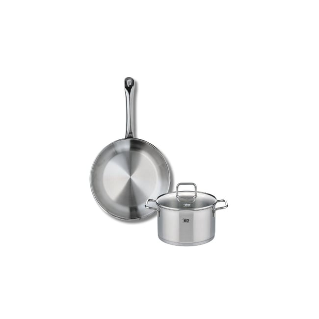 Batterie de cuisine 1 poêle 24cm + 1 faitout 16cm PROFI CITRIN gris <span itemprop=