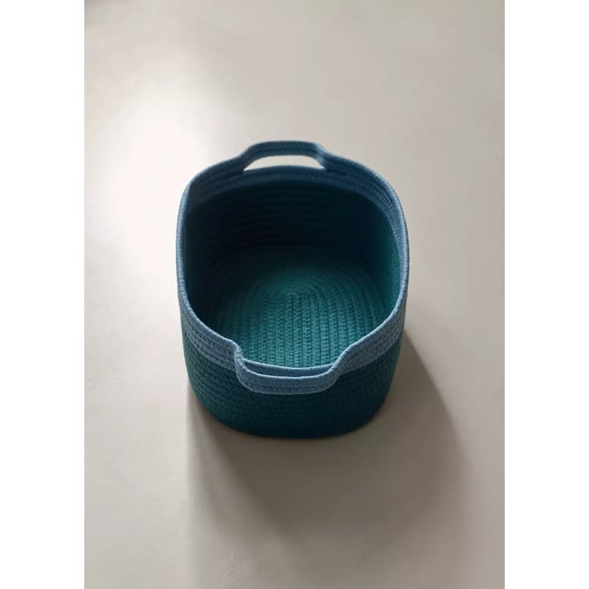 Panier 100 % coton bicolore Couleur bleu pétrole <span itemprop=