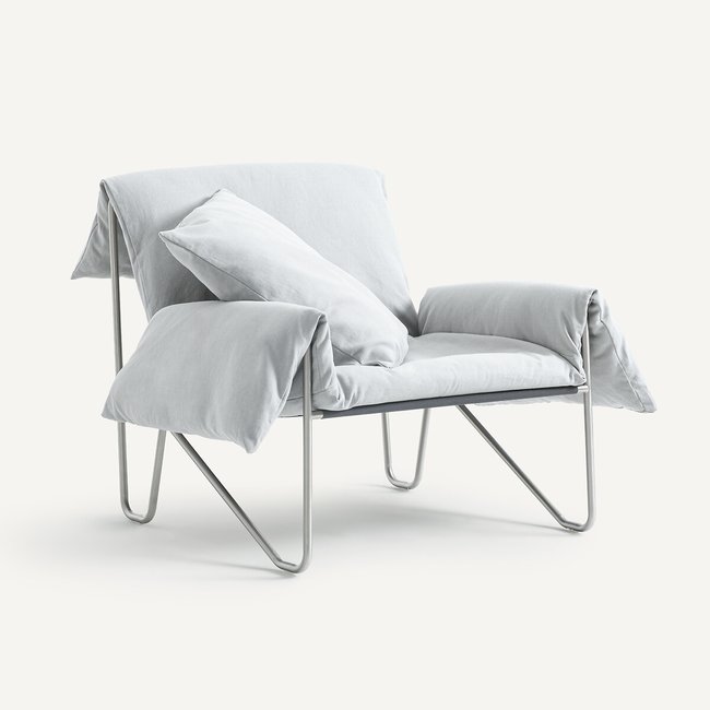 Fauteuil en coton-lin et métal acier, Nomad Couleur gris stone <span itemprop=