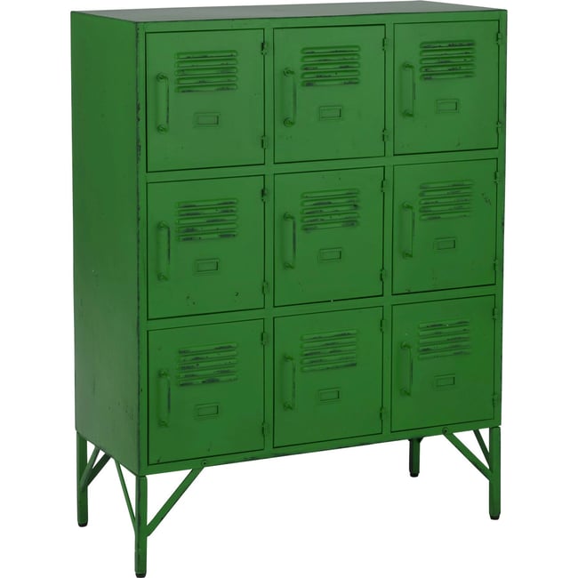 Armoire métal 9 portes style industriel Couleur vert <span itemprop=