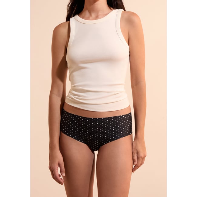 Hipster en microfibre sans coutures imprimé CONFORT PRINT2 noir <span itemprop=