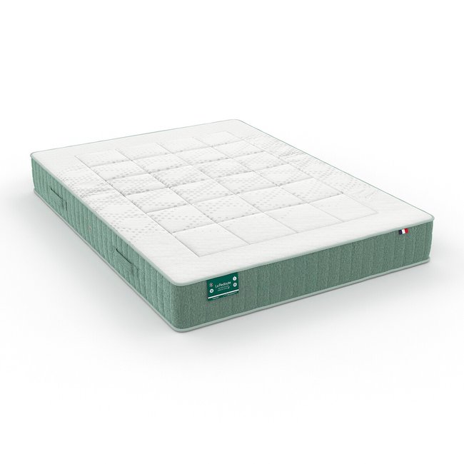Matelas 828 ressorts ensachés+latex ferme 7 zones Couleur blanc/vert <span itemprop=