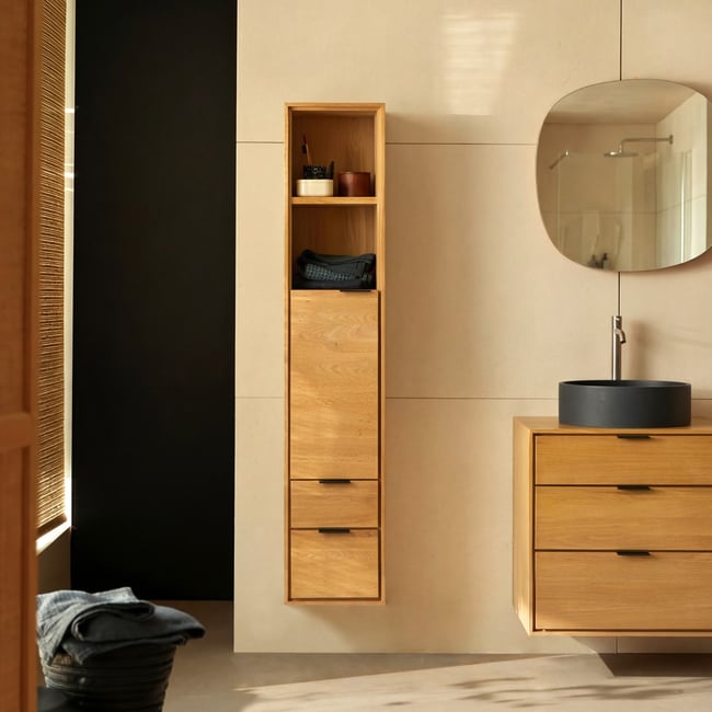 Colonne de salle de bain en Chêne massif, SENSON Couleur naturel <span itemprop=