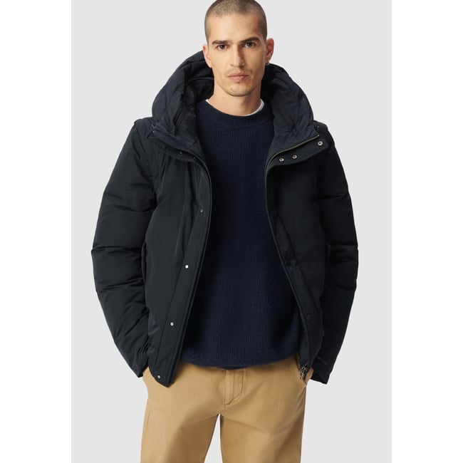 Doudoune à capuche manches amovibles bleu nuit <span itemprop=