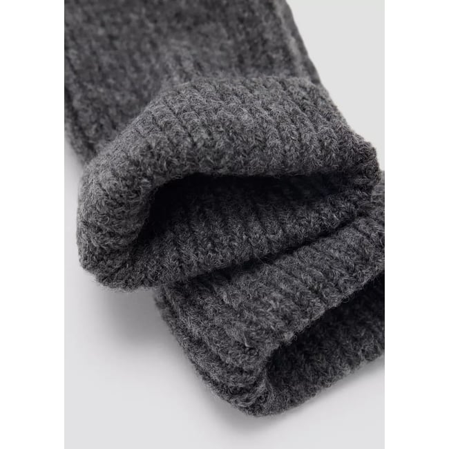 Gants côtelés à revers gris <span itemprop=