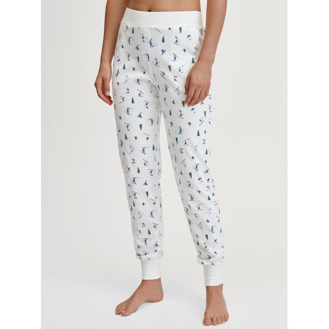 Bas de pyjama avec poignets Coton SKI RESORT blanc étoilé <span itemprop=