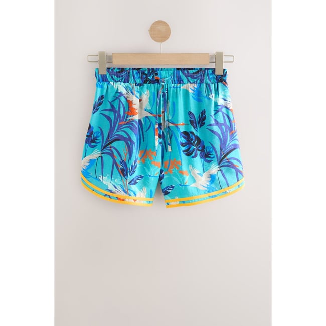 Short de sport à rayures contrastantes imprimé bleu <span itemprop=