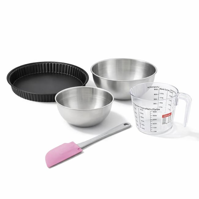 Set de 5 ustensiles de pâtisserie moule à gâteaux 2 bols spatule noir <span itemprop=