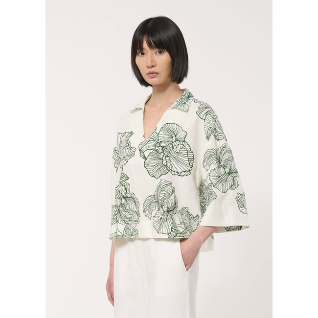 Top imprimé off white/vert mousse <span itemprop=
