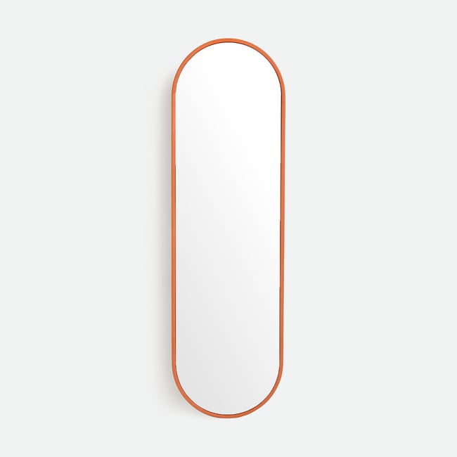 Miroir mural ovale, longueur 30 x hauteur 100 cm, IODUS Couleur orange <span itemprop=
