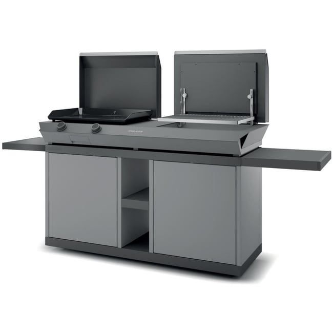 Chariot Plancha Combi G NG 2 tablettes rabattables 2portes coulissantes inox <span itemprop=