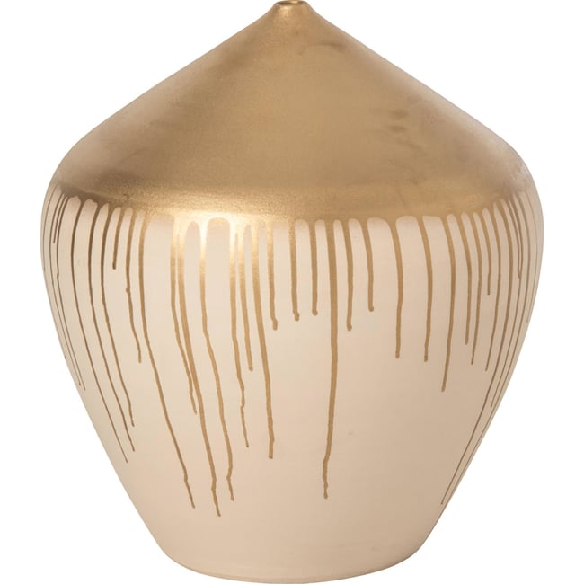 Vase en céramique large fait main Couleur beige et doré <span itemprop=