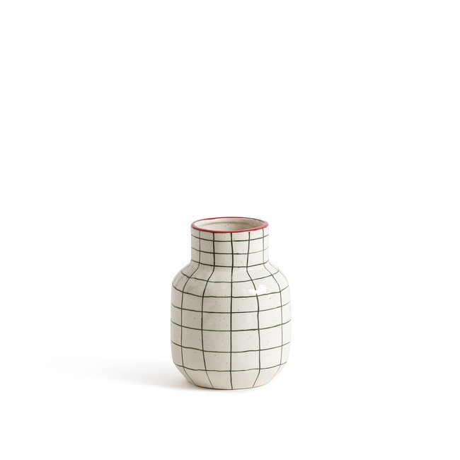 Vaas in keramiek met ruiten H14,4 cm, Neios <span itemprop=