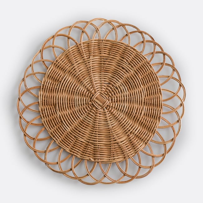 Lote de 4 individuais em rotim, em forma de flor, Doga natural <span itemprop=