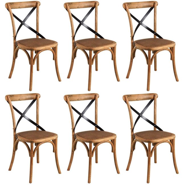 Chaise bistrot en hêtre vieilli Lot de 6 Couleur brown <span itemprop=