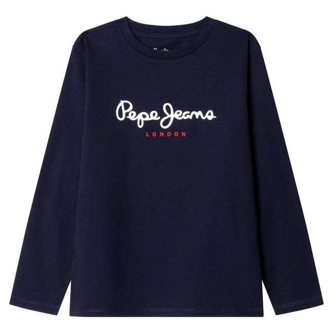 T-Shirt Manches Longues Coupe Slim bleu <span itemprop=