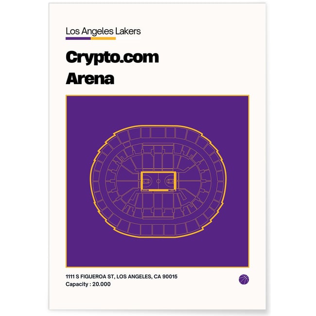 Affiche Crypto Arena - Los Angeles Lakers Couleur blanc <span itemprop=