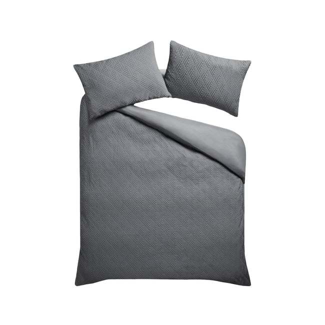 Housse de couette géométrique gris anthracite <span itemprop=