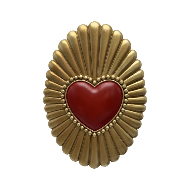Déco murale ovale coeur 12.5x18cm Couleur rouge <span itemprop=