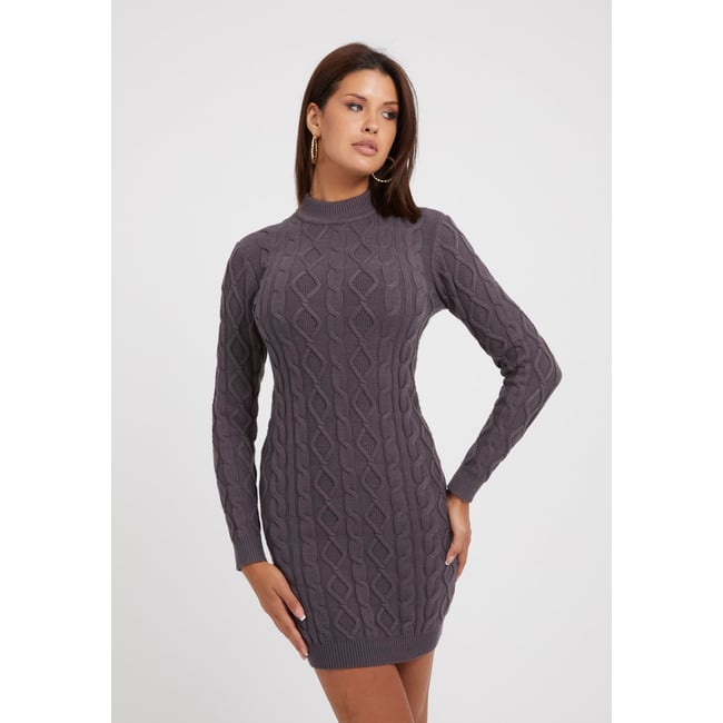 Mini Robe-Pull Maille Torsadée gris <span itemprop=