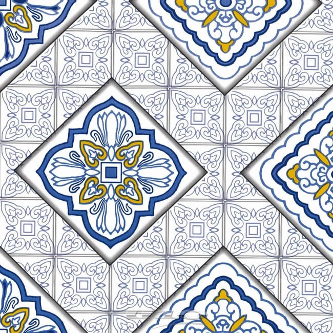 Nappe Toile cirée au mètre Malaga bleu bleu <span itemprop=