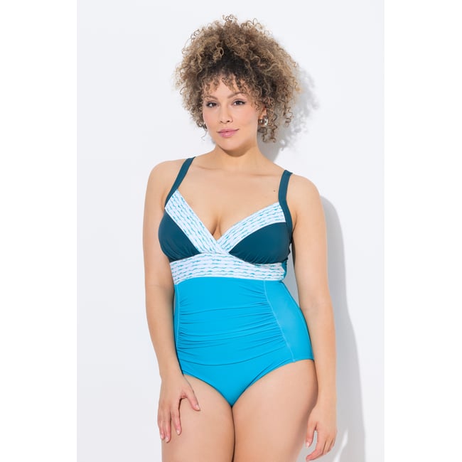 Maillot de bain à bonnets souples. Mélange bleu turquoise <span itemprop=