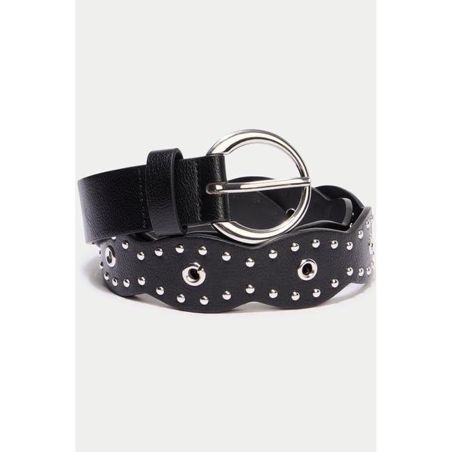 Ceinture large à détails cloutés noir <span itemprop=