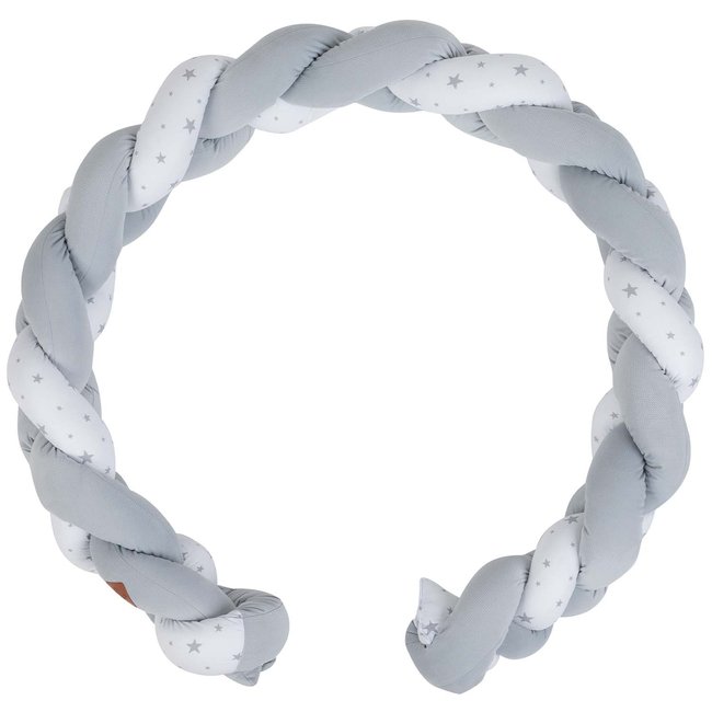 Tresse de lit universelle, tour de lit STELLA stella, imprimé étoiles blanc, gris <span itemprop=